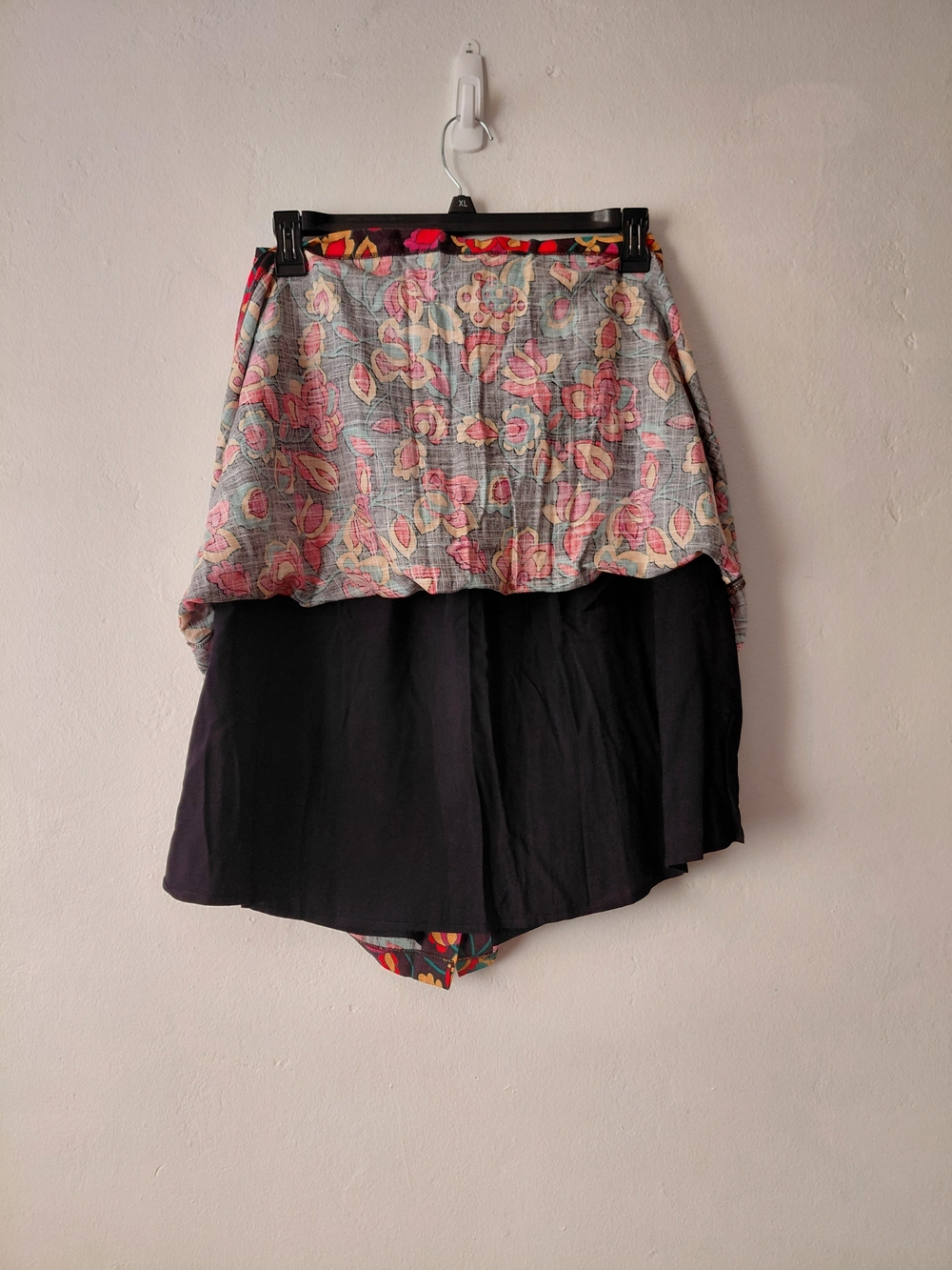 MODCLOTH Floral Linen Blend Skirt Black Pink Red Yellow - Picture 6 of 9
